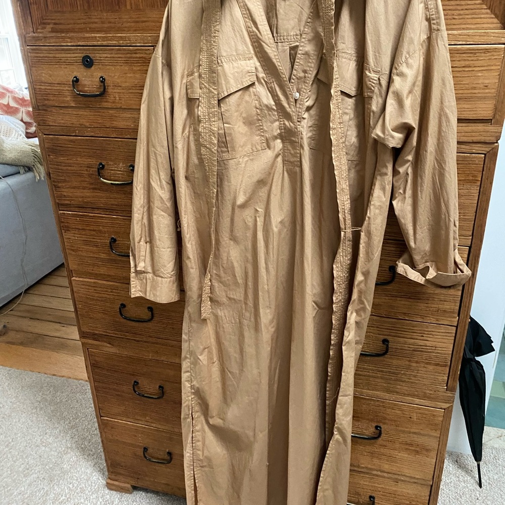 LOFT Camel Long Sleeve Dress